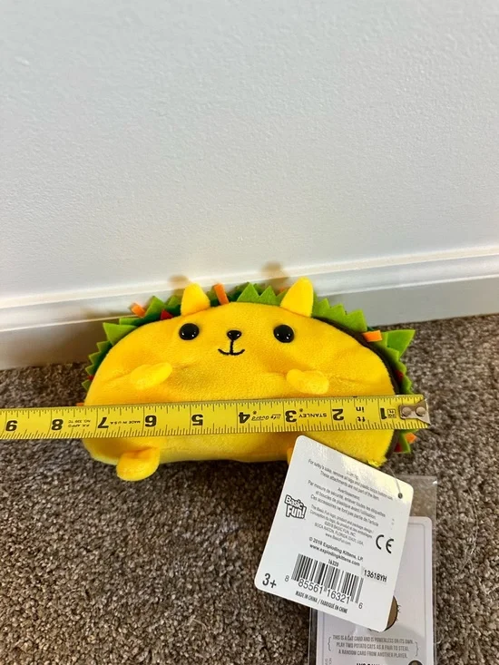 Exploding Kittens Taco Cat 7" Plush Stuffed Animal Yellow Anthropomorphic - Picture 5 of 8